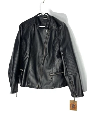 JouJou Vegan Leather Jacket  Faux Leather Moto Jacket Black Women’s XXXL - Image 1 of 4
