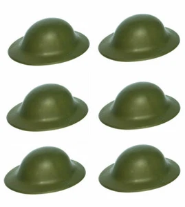 6 x WW2 Green Plastic Helmet Hats Air Raid Warden Army War Hat Fancy Dress Party - Picture 1 of 2