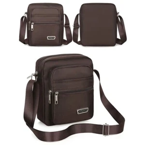 Sacoche marron pour homme en nylon¦Sacoche de voyage plusieurs poches pour ipad - Imagen 1 de 3