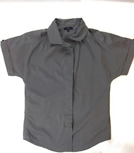 Camicia donna Gap taglia X-Small grigia manica corta blusa nascosta con bottoni vintage - Foto 1 di 10