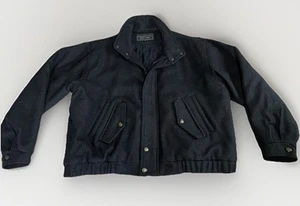 MEMBERS ONLY Black Label Wool Bomber Trucker Jacket Quilt Lined Vintage Rare LG - Picture 1 of 5