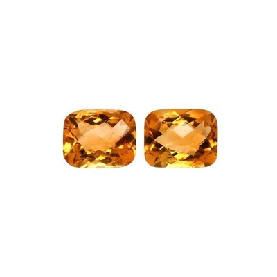 6.00 Carats Natural Golden Citrine 10x8 mm Pair Cushion Cut Loose Gemstones l275 - Image 1 of 4