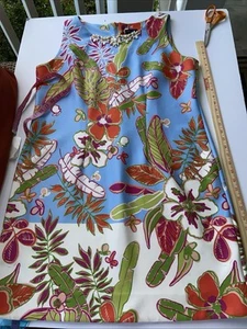 Abito Just Taylor taglia 16W tema tropicale scollo impreziosito 38”L 22” P-P #p53 - Foto 1 di 16