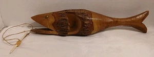 Wood Log~Carved Fish~Fishing Lure~Decor~14" Long - Picture 1 of 9