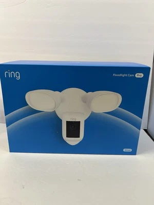 NEW Ring Floodlight Cam Wired Pro Outdoor Wi-Fi 2K Surveillance Camera White - Image 1 of 4