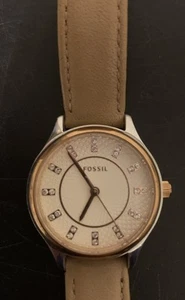 Fossil Ladies Wrist Watch BQ1576 Tan Leather New Battery 5/25 - Picture 1 of 9