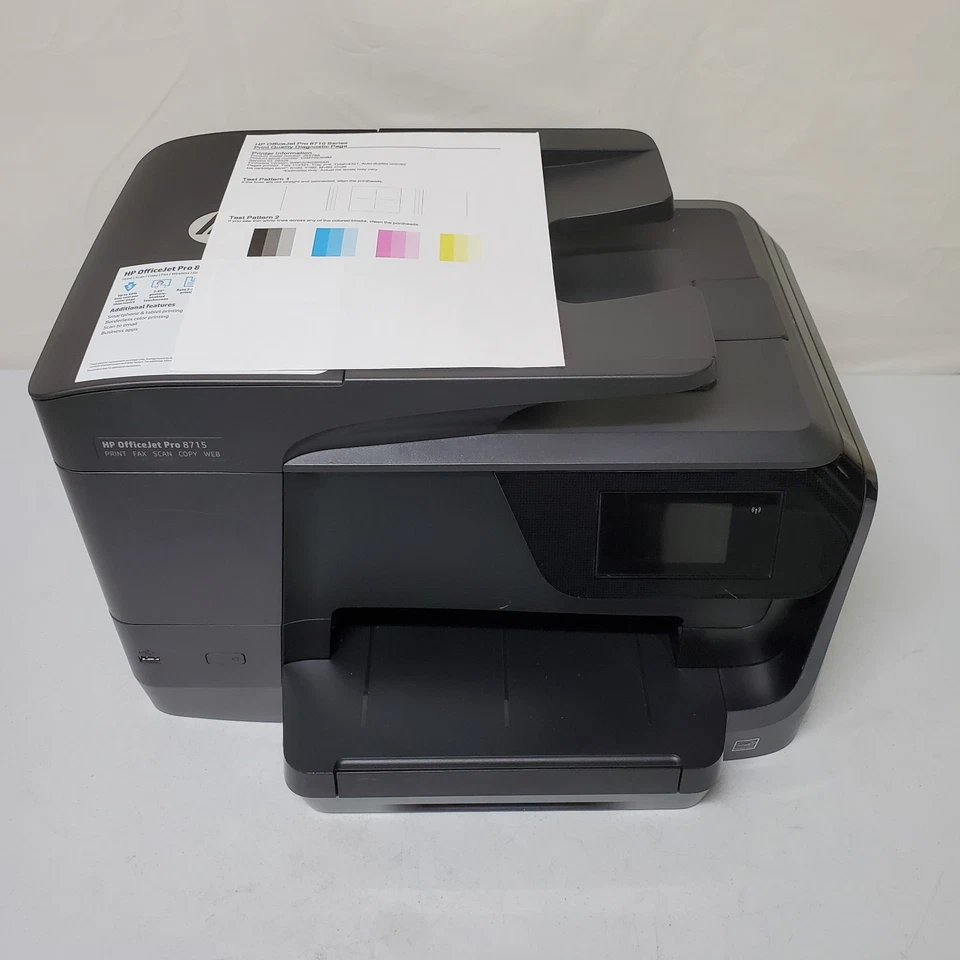 Impresora de inyección de tinta a color HP Officejet Pro 8715 SIN TINTA bajo uso 4,3K páginas todo en uno Foto 1 de 4