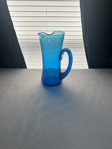 Empoli Italy Blau Glas Cocktail Krug Eislippe Gedrehter Griff - Bild 1 von 10
