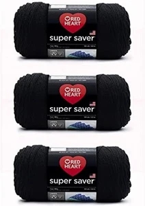 Hilo negro Red Heart Super Saver - Paquete de 3 198 g/7 oz - Paquete de 3 acrílicos, - Imagen 1 de 10