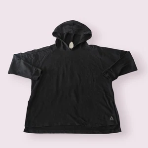 Reebok Womens Hoodie Pullover Black Size Medium 12-14 Oversized - Picture 1 of 12