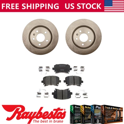 Rear Kit Brake Rotors + Ceramic Pads & Hardware For 2009 Audi A4 - Raybestos - Image 1 of 4