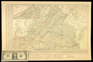 Antike Karte von Virginia Eisenbahnkarte 1914 ORIGINAL Atlaskarte VGN RW DATIERT - Bild 1 von 14