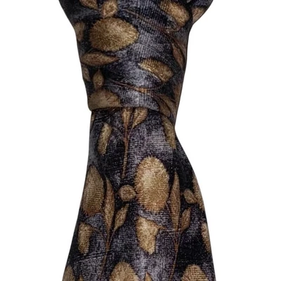 Ermenegildo Zegna Silk Necktie Men's Italy Gray Gold Floral Designer Tie EUC - Image 1 of 3