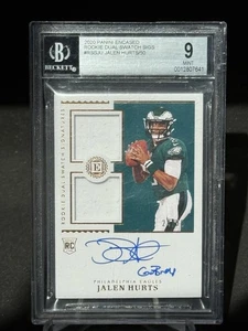 BGS 9 2020 Panini Encased Jalen Hurts Auto Dual Jersey /50 Go Birds Inscription - Picture 1 of 4