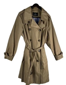 London Fog Women’s Classic Dbl Breasted Trench Rain Coat 2X/3X Khaki Belt Knee - Picture 1 of 14