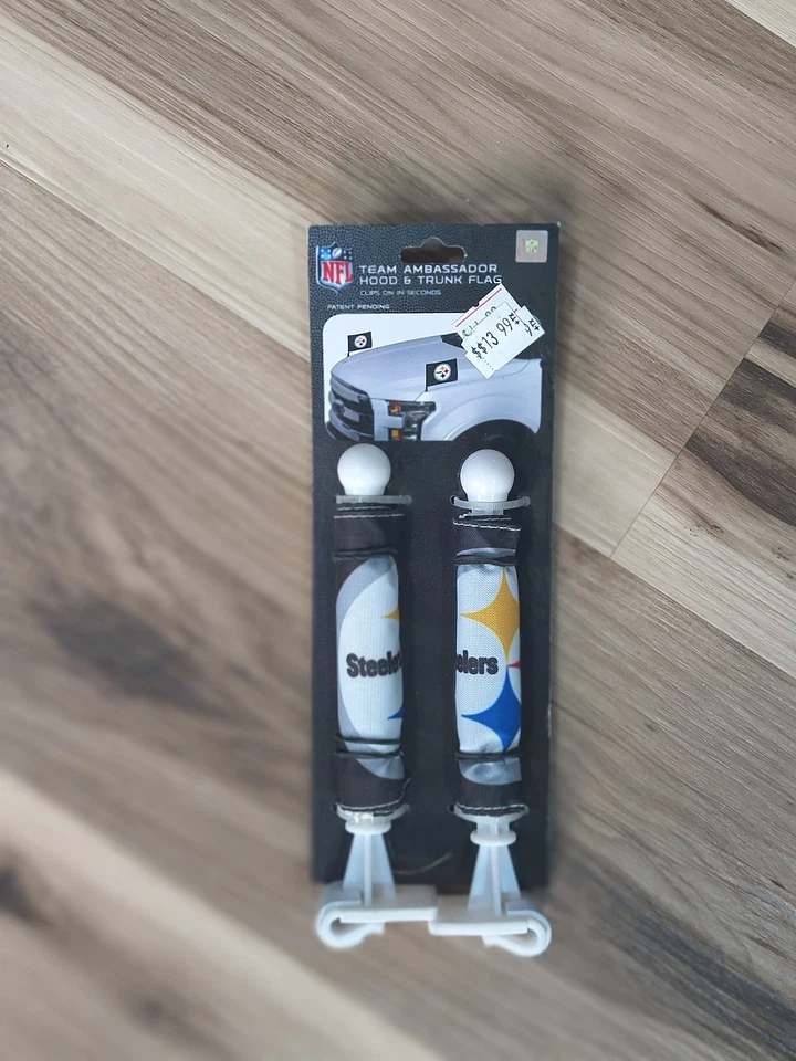 Juego de 2 banderas capó maletero STEELERS NFL Ambassador Car Foto 1 de 1
