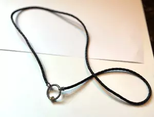 Barbara Bixby 28" schwarzer Lederhals mit Silber & 18K Kreis - Bild 1 von 4