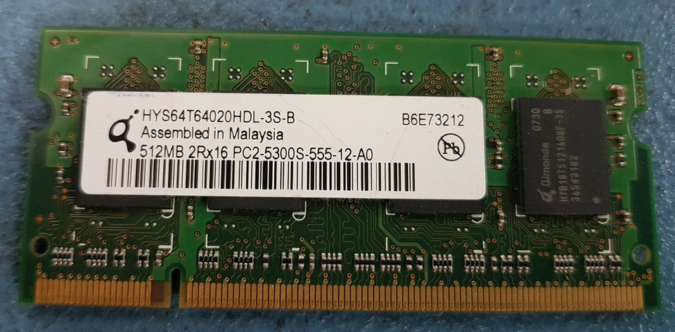 INFINEON 512MB DDR2 RAM 667MHz LAPTOP SODIMM PC2-5300 MEMORY HYS64T64020HDL-3S-B - Image 1 of 1