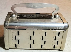 ANTIQUE SAVINGS DEPARTMENT FIRST NATIONAL BANK HAGERSTOWN, MD BANK w/$5 GOLDSLOT - Picture 1 of 12