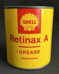 SHELL RETINAX A MULTI PURPOSE GREASE TIN VINTAGE CAN ADVERTISING GARAGE DISPLAY - Picture 1 of 7