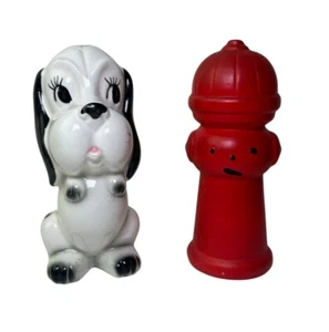 Vintage Dog And Fire Hydrant Salt And Pepper Shakers Made in Japan - CUTE! - Picture 1 of 8