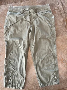 Chico’s Sz 2 Green Ankle pants Elastic Waist 36” Inseam 22” Pockets - Picture 1 of 5