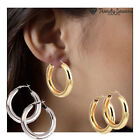 Thick Chunky Hoop Earrings 14K Gold Plated Stainless Steel Minimalist Round Open