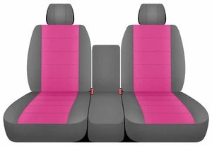 Truck Seat Covers Ford F350 with Silver Hot Pink Seat Covers 40-20-40 Seats - Bild 1 von 2