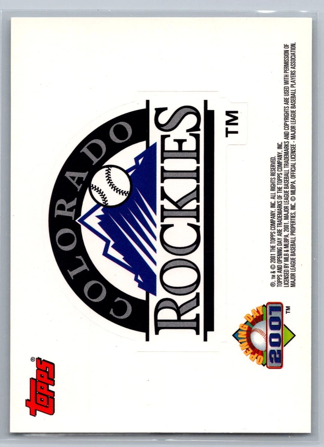 2001 Topps Opening Day #NNO Colorado Rockies Team Logo Sticker NrMt-Mint