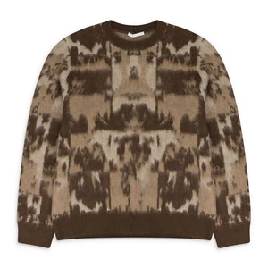NWT HELMUT LANG CAMEL JACQUARD CREWNECK SWEATER SIZE M $450 - Picture 1 of 6