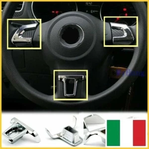 3 Inserti Volante Per VW Volkswagen Golf 6 VI Polo Passat Touran Tiguan Cromati - Bild 1 von 2