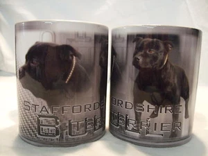 Tasse / Mug - motif chien STAFFORDSHIRE BULL TERRIER NOIR - Picture 1 of 1