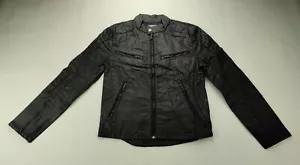 Polo Ralph Lauren Kids Unisex M Black Full Zip Waxed Denim Moto Biker Jacket - Picture 1 of 10
