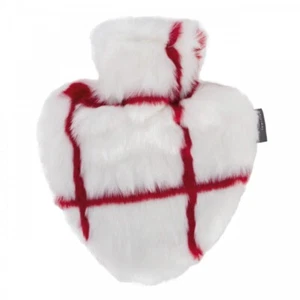 Fashy Heart Shape Hot Water Bottle High Quality Fake Fur in Red/White Look 0.7L - Picture 1 of 1