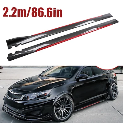 For Kia Optima (K5) Carbon Fiber Look 86.6" Side Skirt Extension Spoiler Foto 1 de 4