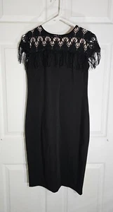 Taylor Dress Womens Size 2 Black Lace Fringe Sheath - Picture 1 of 5