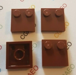 4 x Lego 33909 Tile, Modified 2 x 2 with Studs on Edge REDDISH BROWN - Imagen 1 de 1