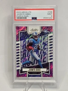 Jahmyr Gibbs 2023 Absolute Purple Rain /10 PSA 9 Rookie RC Card Lions RC - Bild 1 von 2