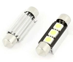 10) 39mm White 5050 SMD 3 LED Canbus Festoon Dome Map Light Interior Trunk Plate - Picture 1 of 6