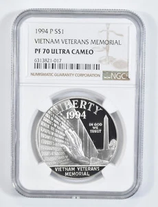 1994 P Vietnam Veteran Memorial Commemorative Proof Silver Dollar NGC PF70 - Picture 1 of 5