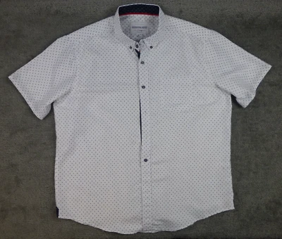 International Report Shirt Button Up Short Sleeve AOP White Summer Soft Large - Image 1 of 4