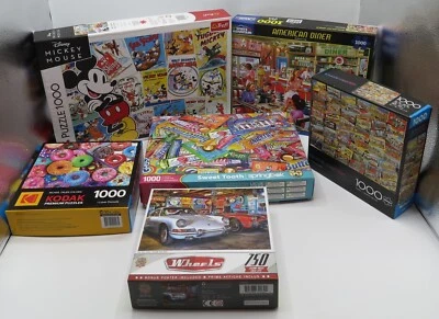 Lot Set Of 6 Jigsaw Puzzles 750 1000 Kodak, Buffalo, Springbok, Trefl, etc... - Image 1 of 4