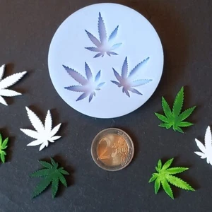 Silikonform Cannabis Hanfblatt Blätter 3tlg Schokolade Fondant Topping Streusel - Bild 1 von 8