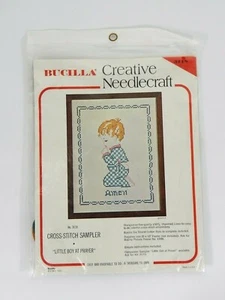 Bucilla Creative Needle Craft Cross Stitch Sampler Little Boy at Prayer #3118 - Picture 1 of 4