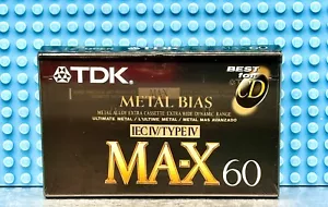 TDK MA-X 60 TYPE IV 1992 USA BLANK CASSETTE TAPE (1) (SEALED) - Picture 1 of 3