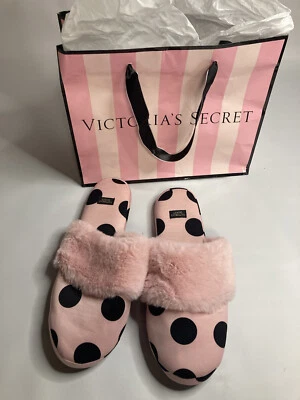 Victoria secret розовый женщин розовый черный горошек тапочки средний - Изображение 1 из 3