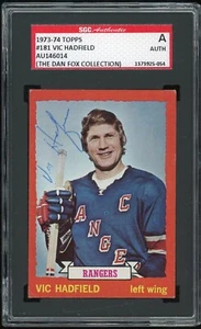 Tarjeta Topps firmada por Vic Hadfield 1973-74 #181 New York Rangers losa SGC #AU146014 - Imagen 1 de 2