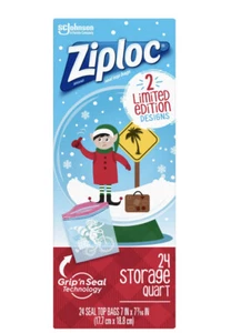2er-Pack ~ Ziploc Weihnachten Limited Edition Aufbewahrung Quart Taschen - 24 Beutel pro Box - Bild 1 von 5