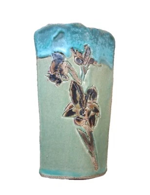 Прямоугольная ваза с бирюзой орхидеей состаренная патина вид коттедж - Изображение 1 из 4