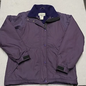 Vintage LL Bean Nylon Jacket Women’s Small Purple Fleece Line Deep Pile Ski - Picture 1 of 12